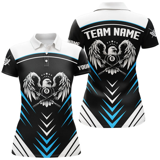 Personalized 8 Ball Pool Eagle Sport Jerseys For Women Best Billiard Tournament Team Shirts | Blue TDM2448