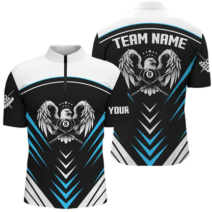 Personalized 8 Ball Pool Eagle Sport Jerseys For Men Best Billiard Tournament Team Shirts | Blue TDM2448