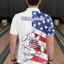 Load image into Gallery viewer, American Flag Patriotic Bowling Shirt For Men Custom Bowling Polo &amp; Quarter Zip Team Shirts TDM6276