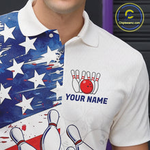 Load image into Gallery viewer, American Flag Patriotic Bowling Shirt For Men Custom Bowling Polo &amp; Quarter Zip Team Shirts TDM6276