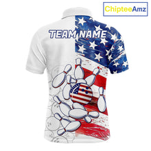 Load image into Gallery viewer, American Flag Patriotic Bowling Shirt For Men Custom Bowling Polo &amp; Quarter Zip Team Shirts TDM6276