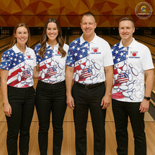Load image into Gallery viewer, American Flag Patriotic Bowling Shirt For Men Custom Bowling Polo &amp; Quarter Zip Team Shirts TDM6276