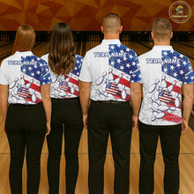 Load image into Gallery viewer, American Flag Patriotic Bowling Shirt For Men Custom Bowling Polo &amp; Quarter Zip Team Shirts TDM6276