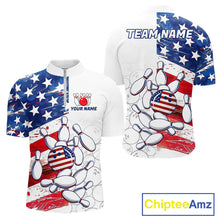 Load image into Gallery viewer, American Flag Patriotic Bowling Shirt For Men Custom Bowling Polo &amp; Quarter Zip Team Shirts TDM6276