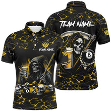 Load image into Gallery viewer, Yellow Funny Death Skeleton &amp; Beer Billiard Shirts For Men Custom 8 Ball Lightning Billiard Jerseys TDM2939