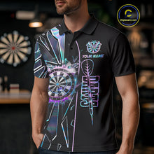 Load image into Gallery viewer, Personalized Holographic Break Glass Mens Dart Shirts Custom Darts Jersey Team Polo &amp; 1/4 Zip TDM5157