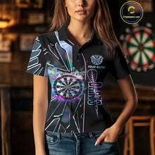 Load image into Gallery viewer, Personalized Holographic Break Glass Womens Dart Shirts Custom Darts Jersey Team Polo &amp; 1/4 Zip TDM5157