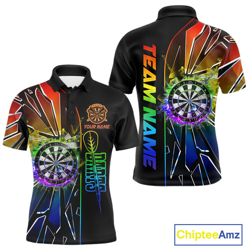 Personalized Rainbow Colorful Break Glass Mens Dart Shirts Custom Darts Jersey Team Polo & 1/4 Zip TDM5158