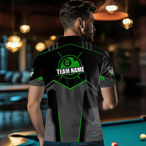 Billiard Jerseys For Men Custom Polo & Quarter-Zip Billiard Shirts, Team Pooler Short Sleeve |Green TDM3386