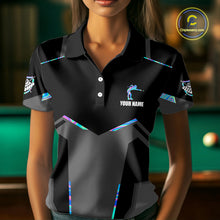 Load image into Gallery viewer, Holographic 8 Ball Billiard Jersey For Women Custom Polo &amp; 1/4 Zip Billiard Shirts, Pool Team Shirt TDM5882