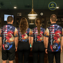 Load image into Gallery viewer, American Flag Smoke Rooster Billiard Shirt For Women Custom 8 Ball Pool Team Jersey Polo &amp; 1/4 Zip TDM5883