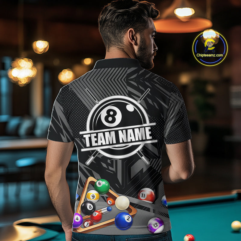 Black 8 Ball Billiard Shirt For Men Custom Billiard Tournament Pool Team Jersey Polo & 1/4 Zip TDM6023
