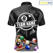Load image into Gallery viewer, Black 8 Ball Billiard Shirt For Men Custom Billiard Tournament Pool Team Jersey Polo &amp; 1/4 Zip TDM6023