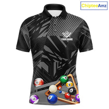 Load image into Gallery viewer, Black 8 Ball Billiard Shirt For Men Custom Billiard Tournament Pool Team Jersey Polo &amp; 1/4 Zip TDM6023