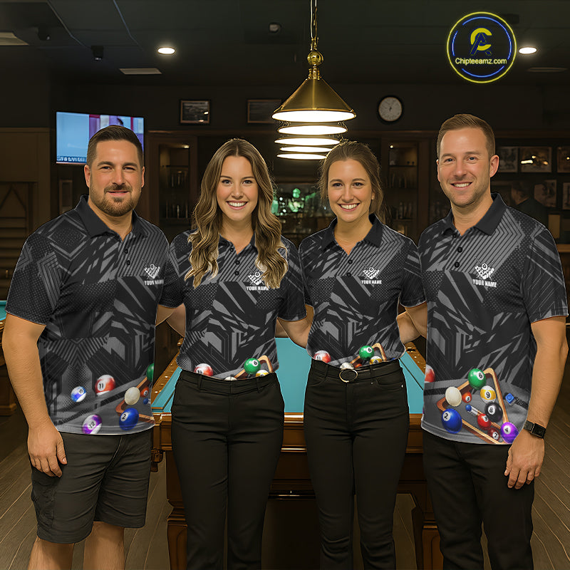 Black 8 Ball Billiard Shirt For Men Custom Billiard Tournament Pool Team Jersey Polo & 1/4 Zip TDM6023