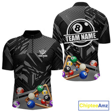 Load image into Gallery viewer, Black 8 Ball Billiard Shirt For Men Custom Billiard Tournament Pool Team Jersey Polo &amp; 1/4 Zip TDM6023