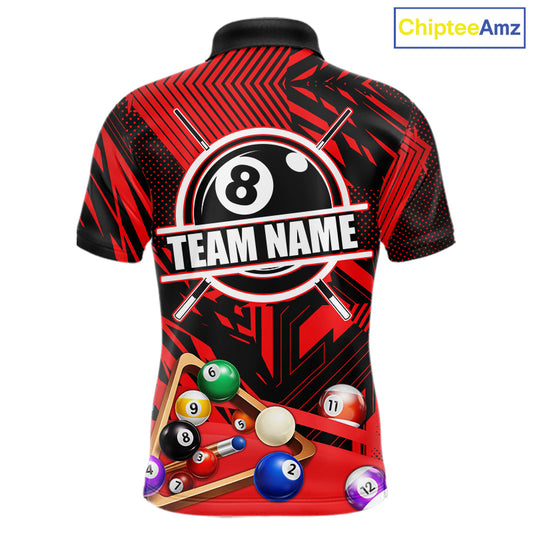 Red 8 Ball Billiard Shirt For Men Custom Billiard Tournament Pool Team Jersey Polo & 1/4 Zip TDM6025