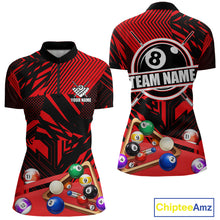 Load image into Gallery viewer, Red 8 Ball Billiard Shirt For Women Custom Billiard Tournament Pool Team Jersey Polo &amp; 1/4 Zip TDM6025
