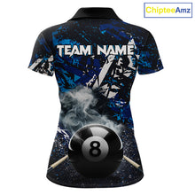 Load image into Gallery viewer, Custom Blue Camo 8 Ball Pool Smoke Billiard Shirt For Women, Billiard Team Jersey Polo &amp; 1/4 Zip TDM6031
