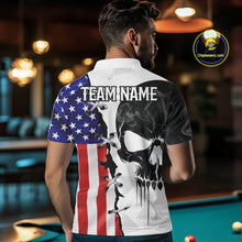 Load image into Gallery viewer, American Flag Smoke Skull Billiard Shirt For Men Custom 8 Ball Pool Team Jersey Polo &amp; 1/4 Zip TDM6285