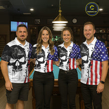 Load image into Gallery viewer, American Flag Smoke Skull Billiard Shirt For Men Custom 8 Ball Pool Team Jersey Polo &amp; 1/4 Zip TDM6285
