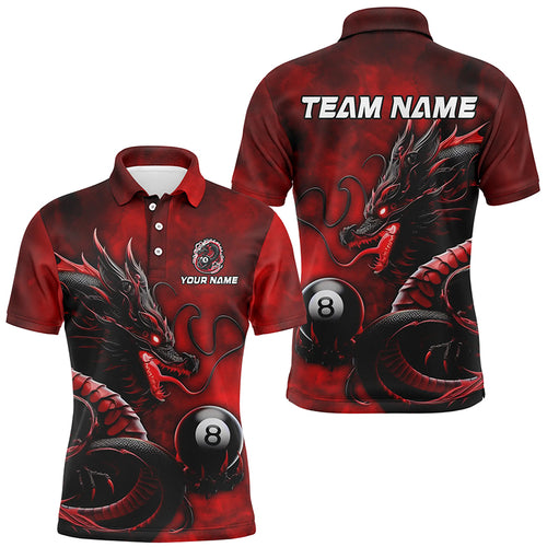 Personalized Billiard Dragon 8 Ball Pool Shirts For Men Custom Red Team League Billiard Jerseys TDM1972