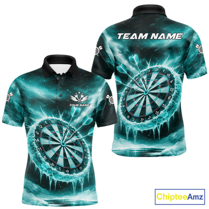 Personalized Turquoise Dartboard Icy Darts Shirt For Men Custom Darts Jersey Team Polo & 1/4 Zip TDM5683