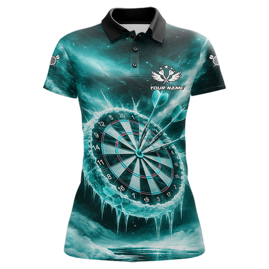 Personalized Turquoise Dartboard Icy Darts Shirt For Women Custom Darts Jersey Team Polo & 1/4 Zip TDM5683
