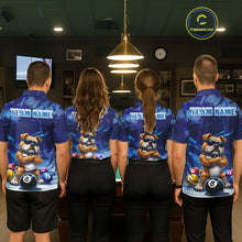 Load image into Gallery viewer, Funny Bulldog Pool Balls Billiard Shirt For Women Custom Billiard Team Jersey Polo &amp; 1/4 Zip |Blue TDM6041