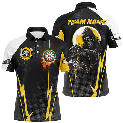 Funny Grim Reaper Custom Yellow Black Darts Shirts For Men, Personalized Darts Team Jerseys TDM2190