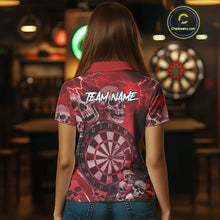 Load image into Gallery viewer, Red Funny Skull Lightning Darts Shirt For Women Custom Darts Team Jersey Polo &amp; Quarter Zip TDM4981