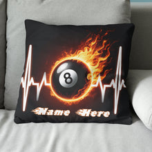 Load image into Gallery viewer, Funny Heartbeat Pulse 8 Ball Pool Flame Customized Name Billiard Pillows TDM0890