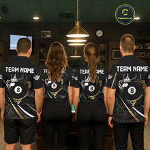 Load image into Gallery viewer, Personalized Golden 8 Ball Pool Crown Billiard Shirt For Men, Billiard Team Jersey Polo &amp; 1/4 Zip TDM5904