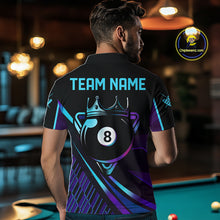 Load image into Gallery viewer, Custom Purple And Turquoise 8 Ball Crown Billiard Shirt For Men, Pool Team Jersey Polo &amp; 1/4 Zip TDM5905