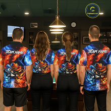Load image into Gallery viewer, Blue And Orange Funny 8 Ball Flame Billiard Shirt For Men, Pool Team Jersey Polo &amp; 1/4 Zip TDM6051