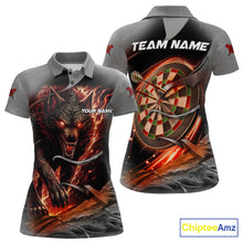 Load image into Gallery viewer, Personalized Wolf Lightning Darts Shirt For Women, Darts Team Jersey Polo &amp; 1/4 Zip |Orange TDM6304