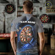 Load image into Gallery viewer, Personalized Wolf Lightning Darts Shirt For Men, Darts Team Jersey Polo &amp; 1/4 Zip |Blue TDM6305