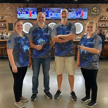 Load image into Gallery viewer, Personalized Wolf Lightning Darts Shirt For Women, Darts Team Jersey Polo &amp; 1/4 Zip |Blue TDM6305