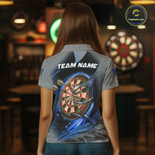 Load image into Gallery viewer, Personalized Wolf Lightning Darts Shirt For Women, Darts Team Jersey Polo &amp; 1/4 Zip |Blue TDM6305