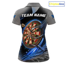 Load image into Gallery viewer, Personalized Wolf Lightning Darts Shirt For Women, Darts Team Jersey Polo &amp; 1/4 Zip |Blue TDM6305