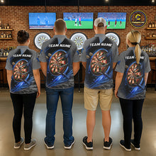 Load image into Gallery viewer, Personalized Wolf Lightning Darts Shirt For Women, Darts Team Jersey Polo &amp; 1/4 Zip |Blue TDM6305