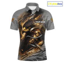 Load image into Gallery viewer, Personalized Eagle Lightning Darts Shirt For Men, Darts Team Jersey Polo &amp; 1/4 Zip |Gold TDM6306