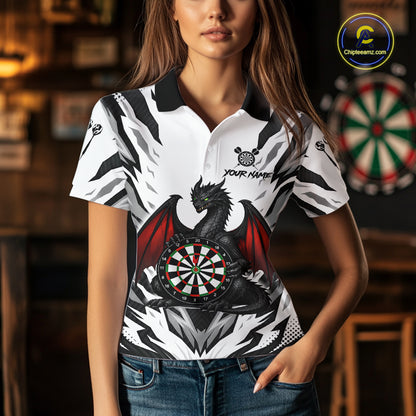 Personalized Dragon Darts Jersey For Women Custom Darts Polo & Quarter Zip Team Shirts |Red TDM6310