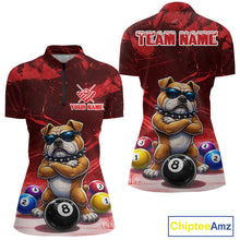 Load image into Gallery viewer, Funny Bulldog Pool Balls Billiard Shirt For Women Custom Billiard Team Jersey Polo &amp; 1/4 Zip |Red TDM6477
