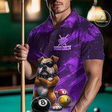 Load image into Gallery viewer, Funny Bulldog Pool Balls Billiard Shirt For Men Custom Billiard Team Jersey Polo &amp; 1/4 Zip |Purple TDM6478