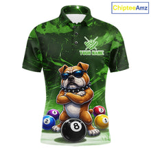 Load image into Gallery viewer, Funny Bulldog Pool Balls Billiard Shirt For Men Custom Billiard Team Jersey Polo &amp; 1/4 Zip |Green TDM6479