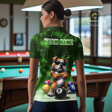 Load image into Gallery viewer, Funny Bulldog Pool Balls Billiard Shirt For Women Custom Billiard Team Jersey Polo &amp; 1/4 Zip |Green TDM6479