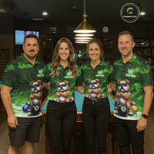 Load image into Gallery viewer, Funny Bulldog Pool Balls Billiard Shirt For Men Custom Billiard Team Jersey Polo &amp; 1/4 Zip |Green TDM6479