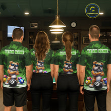 Load image into Gallery viewer, Funny Bulldog Pool Balls Billiard Shirt For Men Custom Billiard Team Jersey Polo &amp; 1/4 Zip |Green TDM6479
