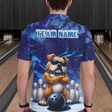 Load image into Gallery viewer, Personalized Blue Funny Bulldog Bowling Shirt For Men Custom Bowling Team Jersey Polo &amp; 1/4 Zip TDM6480